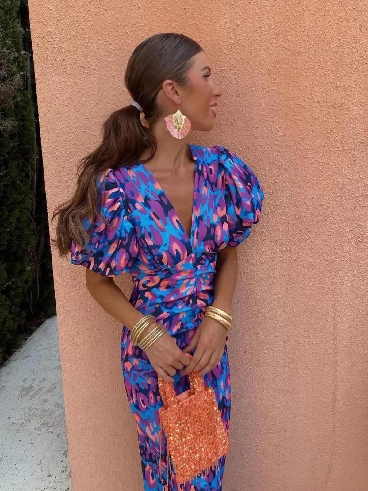 ARIEL - VESTIDO MIDI ESTAMPADO