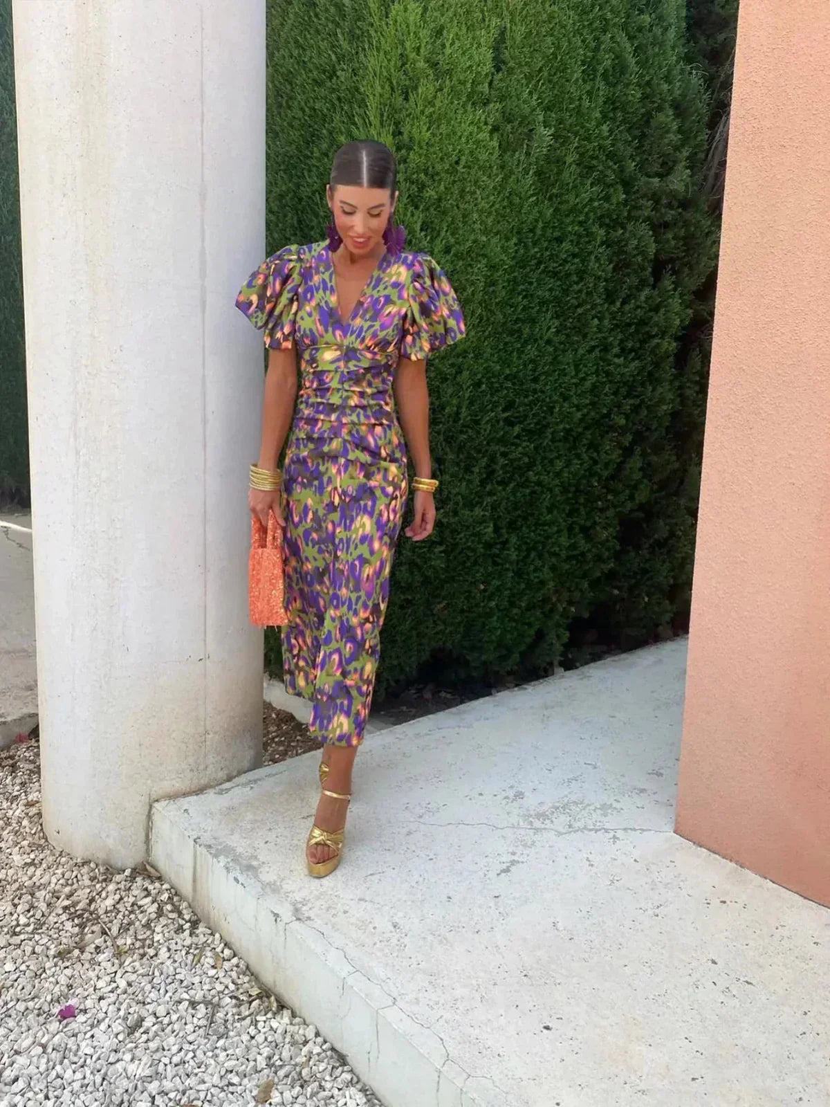 ARIEL - VESTIDO MIDI ESTAMPADO
