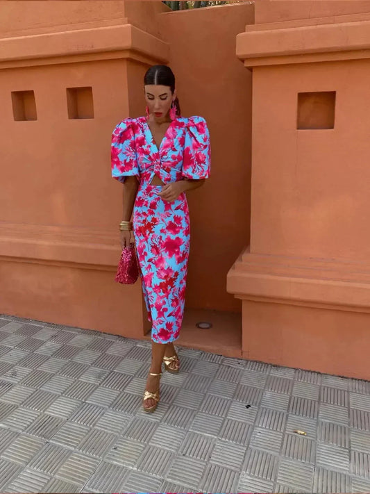 ARIEL - VESTIDO MIDI ESTAMPADO